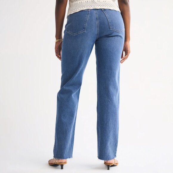 Abercrombie Ultra High Rise 90s Straight Jeans Medium Raw Hem Size 27 NEW NWT - Picture 3 of 10